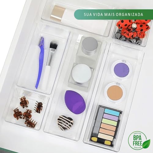 Organizador Modular Em Acrílico Para Gavetas Escritórios Bancadas Armários Maquiagens Objetos Anéis