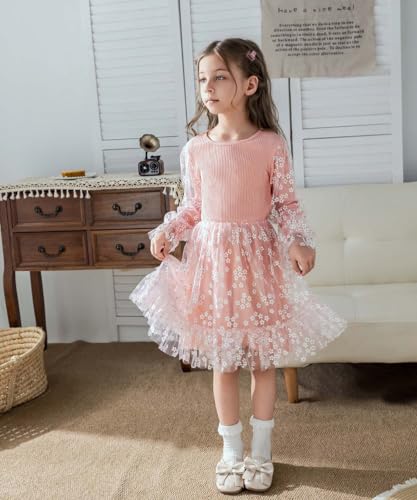 Girls Tutu Dress Long Sleeve Toddler Tulle Fall Winter Party Dresses for Kids 3-7T2