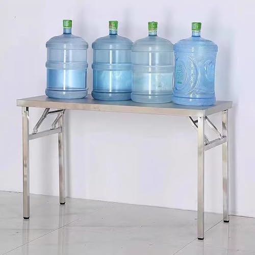 Portable Stainless Steel Folding Table - Rust-Resistant, Ideal for Kitchen Prep, Outdoor Use, Dining, and Storage Solutions - Lightweight, Easy to Store, Versatile Utility Table