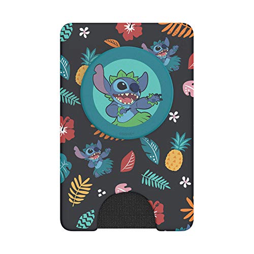 Popsockets: Phone Wallet With Expanding Grip, Phone Card Holder, Wireless Charging Compatible, Lilo & Stitch - Stitch Aloha Pattern #TOP1