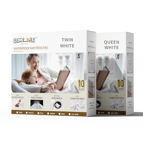 BEDLORE 2 Pack Waterproof Mattress Protector,Twin Size Mattress Pad Noiseless with Deep Pocket Fitted for 6"-15",Breathable Dirt-Proof Single Bed Mattress Cover Washable for Bedroom,Dorm Roo
