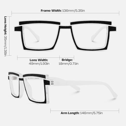 Zeelool Eyeglasses Frames for Woman Chic Black Rectangle Glasses Stylish Sparkle Non Prescription Eyewear with Clear Lens Zephyr JGP094654-12