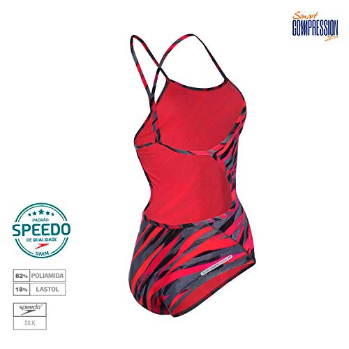 Speedo Tiger Maillot , Mulheres, Cinza (Grafite), GG2