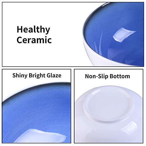 Dus Salad Soup Ramen Scratch Resistance Bowl,54 Oz Large Round Ceramic Cereal Pasta Serving Bowl Sets,Big Porcelain Microwavable Bowls For Eating Set Of 2,Outstanding Color And Durable (Ocean Blue) #TOP4