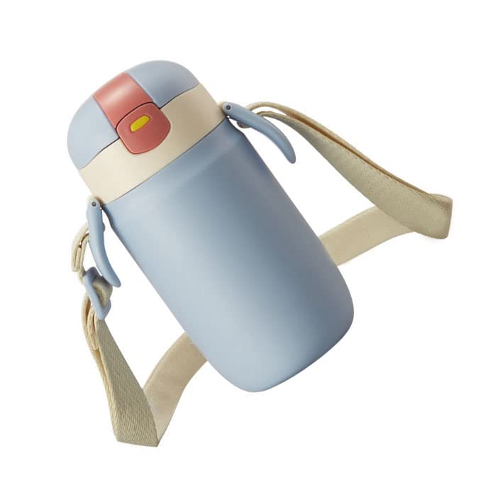 Ejoyous Edelstahl-Wasserflasche, Vakuumisolierter Becher mit Deckel und Strohhalm, Weiter Öffnung, Rutschfester, 295-g-Trinkflasche für Studenten, Pendler, Büroreisen (360 ml)