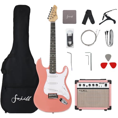 Fojill 39 Inch Electric Guitar Kit Set Beginner Starter Combo Package Bundle 20W Amplifier Amp Accessory Padded gig Bag,Picks, Cable,Strap,Extra Strings