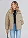 MEROKEETY Women's 2025 Winter Long Sleeve Zip Puffer Jacket Pockets Baggy Short Coats, Khaki, M
