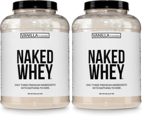 Image of NAKED Vanilla Whey Protein Powder - All Natural Grass Fed Whey Protein Powder, Vanilla Flavor, Organic Coconut Sugar, 5Lb Bulk, GMO-Free, Soy Free, Gluten Free - 61 Servings (Pack of 2)