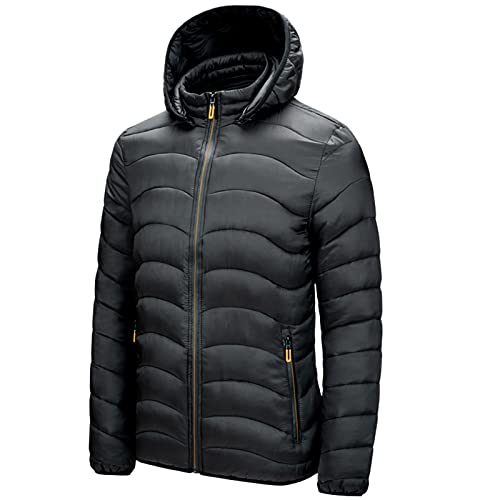 MYNKYLL Casaco masculino de outono e inverno para lazer plus size leve com zíper bolso removível de