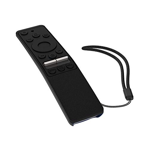 Image of Oboe Sikai Silicone Case Compatible with Samsung BN59-01312A QLED 8K 4K Smart TV Remote Shockproof Full Wrap Protective Remote Cover Skin-Friendly Anti-Slip Anti-Lost with Remote Loop (Black-Black)