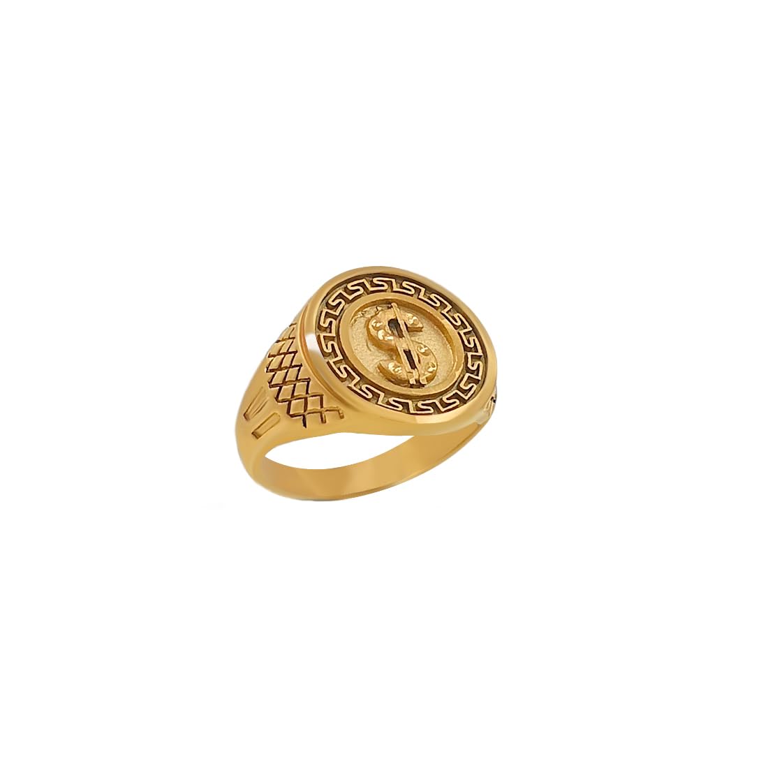 Gold-Plated Brass Dollar King Ring for Men and Boys