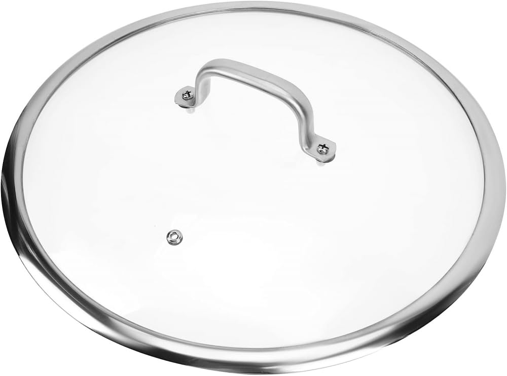 Bazac Pot Cover Circular Frying Pan Lid Replacement Pot Lid Cover Replacement Lids For Pans And Pot- Pot Lid Cast Iron Skillets Universal Saucepan Lid-22Cm