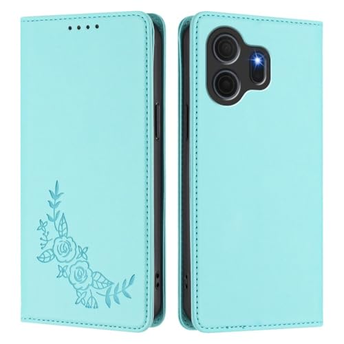 Protection TCL 40 SE Vert Menthe avec Rabat Magnétique et Motif Fleurs Latérales