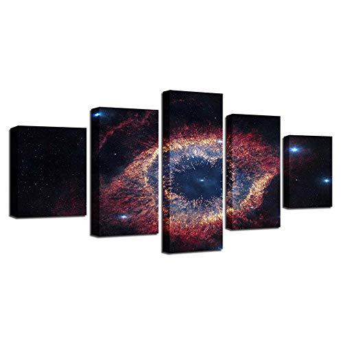 Nébuleuse cosmique 5 pièces et image sur verre pour décoration murale