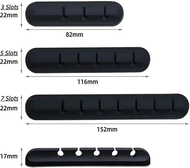 2 Pack Cable Retainer Clips, Self-Adhesive Cable Organizer Clip for Desktop, Bedstand, Power Cord, Mouse Line, Home Computer Office Cable(5 Slots), Black