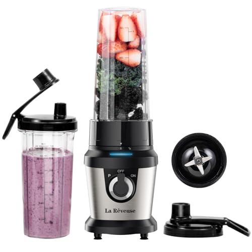 La Reveuse Electric Smoothie Blender for Shakes and Smoothies,Licuadora 400W, with 2 x 24 Oz Blender Cups,Single Serve Smoothies Maker for Juices