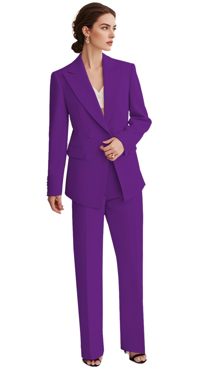 2 Piece Pant Suits for Women Dressy Double Breasted Women Suits for Work Professional