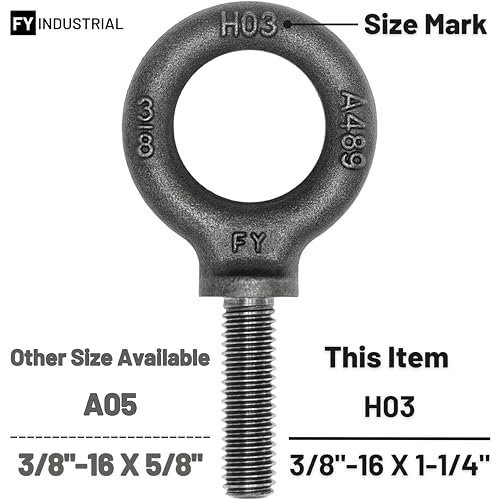 Image of Box of 10 Pcs Lifting Shoulder Eye Bolts 3 /8 inch-16 X 1-1 /4 inch