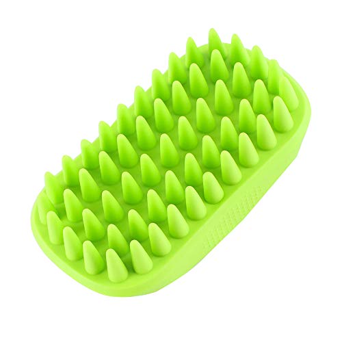 warmshop888 Dog Shampoo Grooming Brush with Fur Catching Screen Rubber Dog Cat Bath Soothing Massage Brush Best Pet Bathing Tool