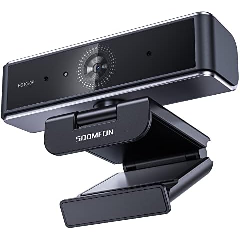 SOOMFON 1080P Webcam HD Web Camera with Microphone, USB Computer Camera with Autofocus, Privacy Cover, Dual Mics, Aluminum Alloy Body for Zoom, Skype, Conferencing and More Cover