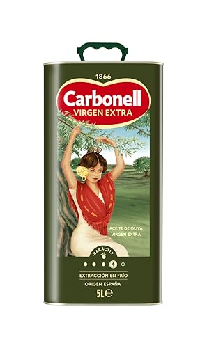 Carbonell - Aceite de Oliva Virgen Extra, Sabor Frutado, Equilibrado y con Notas Frutales y Herbáceas, para Uso Frío como Aliñar y Marinar - Lata 5 L