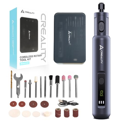 Creality公式 3Dプリンターツールキットミニルーター 3.7Vリューター 10000-18000RPM高速回転 デジタルパネル Type-C急速充電 コードレス1500mAh 6段変速 LED ワークライト 24pcsアクセサリー