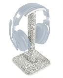 Pulchrum Silver Rhinestone Headphone Stand – Bling Crystal Headset Holder for Y2K Gaming Desk Setup – Sturdy Weighted Metal Base with Soft TPU Rest – Sparkly Luxury Gift for Women & Teen Girls (Silver)