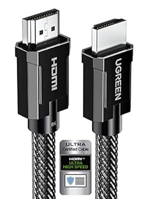UGREEN 8K HDMI 2.1 Cable Certified 6.6FT, 10K Ultra High Speed HDMI Cord 4K 240Hz 48Gbps HDCP 2.2&2.3 eARC HDR Dolby Compatible for PS5 Xbox Series X/Switch 2/Roku TV/Laptop/Monitor/Mac mini M4 Pro