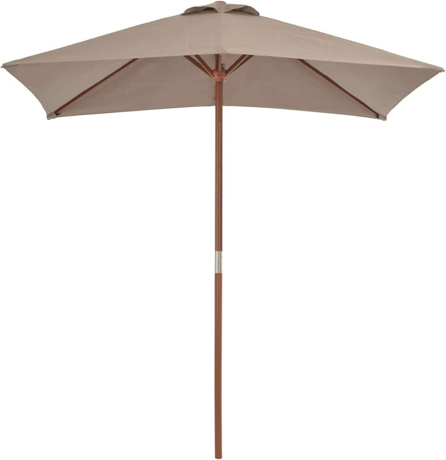 Mogou Sombrilla de jardín con palo, Parasol Terraza, Sombrilla Terraza Exterior, Sombrilla Playa, Parasol Exterior, Sombrilla De Patio, de madera 150x200 cm gris topo