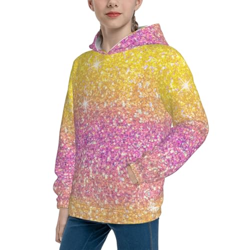 Rainbow Glitter Hoodie Youth Hooded Sweatshirt 3D Digital Printed With Pockets Tops2