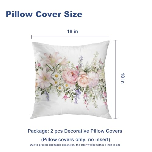 Housses de coussin décoratives 45x45 fleurs roses lot de 2 Batmerry - 6