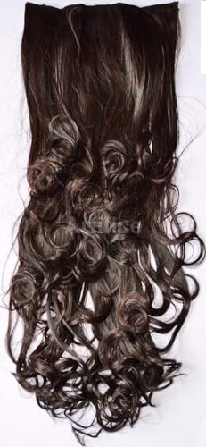 Image of Artifice 5 Clip 24 INCH Curly Wavy Hair Extension Natural Looking Synthetic Thick Hairs for Any Event Clip In For Styling Women and Girls BLICKISH BROWN