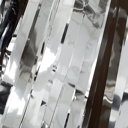 Image of Hampton Distribution 10 Pack Silver Foil Fringe Curtains, Silver Tinsel Backdrop Party Curtains, Party Decorations Supplies for Birthday, Holidays, Parties & More