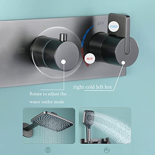 Juego de grifo de ducha con efecto lluvia rectangular para crear un spa en el hogar 6