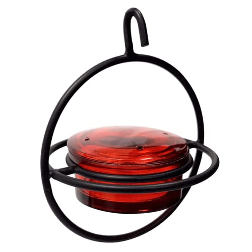 Monarch Abode Hanging Hummingbird Feeders for Outdoors – Single Handcrafted Hanging Glass Hummingbird Feeder with Red Bowl & Perch, Decorative Humming Bird Feeders for Outdoors Garden Patio Deck