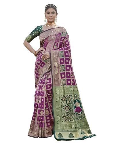 Image of Yashika Women's Banarasi Kanjivaram Silk Woven Saree | Animal Printed Patola Silk Saree for Women