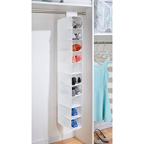 Idesign Fabric Hanging Closet Storage Organizer, Shelves For Shoes, Children's Clothing, Blankets, Toys, Accessories, 6" X 11.75" X 50", White #TOP1