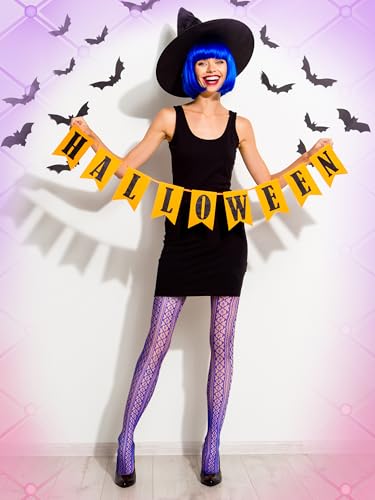 Image of Ramede 6 Pairs Women Fishnet Thigh High Stockings Waist Tights Striped Patterned Fish net Leggings Pantyhose for Halloween