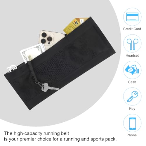 AOOSU Multifunktionale Verdeckte Hüfttasche aus Strick, Atmungsaktive Laufgürtel Universeller Running Belt mit Schlüsselclip, Lauftasche für Handy, Schlüssel, Karten, für Joggen, Radfahren,Fitness (M)