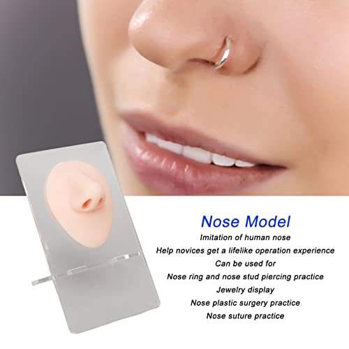 Agatige 3PCS Silicone Nose Model, 3D Nose Model Fake Nose Prosthetic Nose Soft Silicone Body Part Model with Acrylic Stand for Jewelry Display, Practicing Suture, Mannequin Teaching Tool