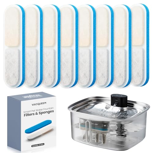 10L Pet Water Fountain Filters, Stainless Steel Dog Cat Dispenser with Wi-Fi, 2.64 Gallon Automatic Filtered Water Bowl Using Filter, 8 Filters and Sponges