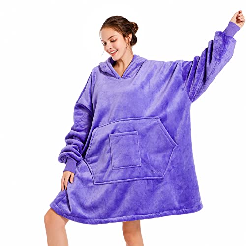 Redess Sudadera Con Capucha Y Manta, Manta Ponible Oversized Sherpa Con Mangas Y Bolsillo Gigante, Cómoda Sudadera Con Capucha Para Adultos Y Niños.