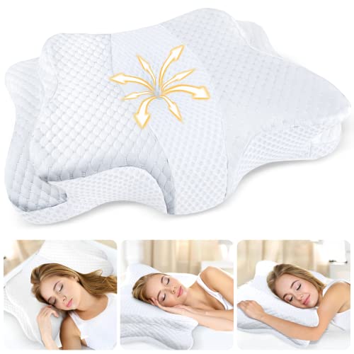 Memory Foam Pillows, Cervical Pillow for Neck and Shoulder Pain Relief, Ergonomic Contour Bed Pillow, Soft for Side Sleep Stomach Sleeping and Back Sleeper
