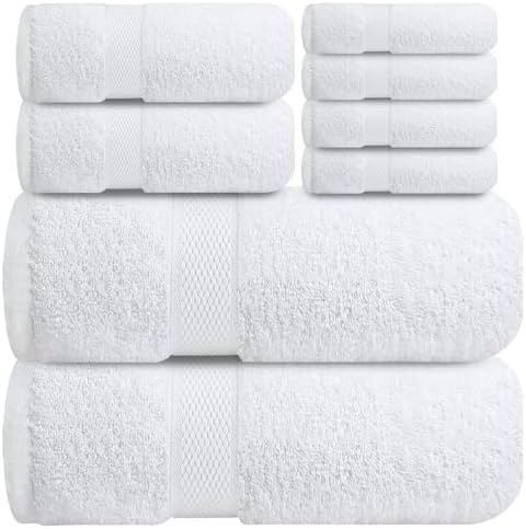 Infinitee Xclusives Handtücher Set,100% Baumwolle, 8-Teiliges Handtücher | 2 Badetücher, 2 Handtücher, 4 Washclappen – Saugfähige Badehandtücher – für Fitnessstudio, Dusche, Spa un
