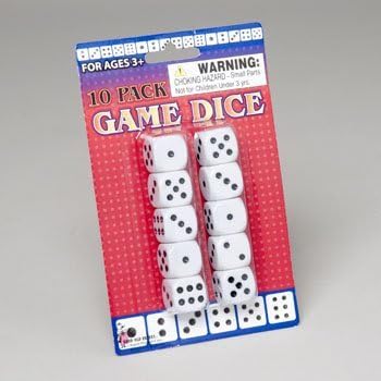 10pk White Game Dice