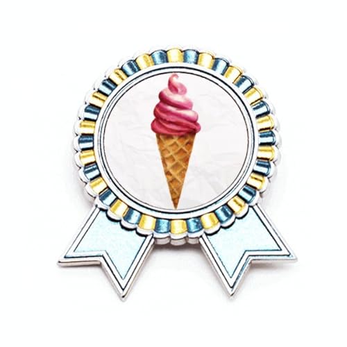 Médaille de vainqueur Sweet Ice Badge avec finition rouge aquarelle en métal de taille M