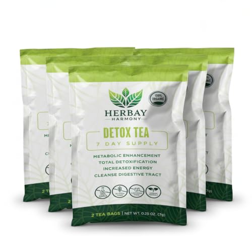 Herbay Harmony Organic Detox Tea – Caffeine-Free Herbal Cleanse for Bloating Relief