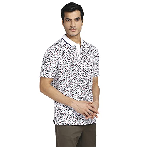 Image of Colorplus Men's Pure Cotton Print Pattern Classic Fit Polo Neck Half Sleeve Casual T-Shirt