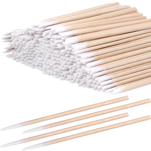 SmallCat 300 Pcs Pointed Cotton Swabs, 2.75 Inch Cotton Swabs with Wooden Sticks, Precision Tip Cotton for Correcting Makeup Mistakes, Tattoo, Eyebrow, Beauty, Nail Polish Cleaning