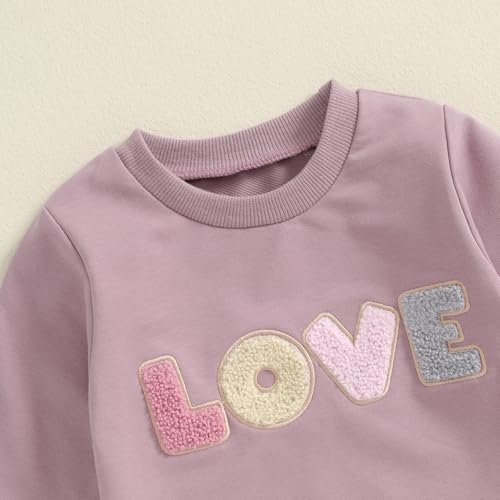 Adobabirl Toddler Baby Girl Clothes Embroidery Letter Print Crewneck Sweatshirt and Pants Set Fall Winter Spring Outfits4